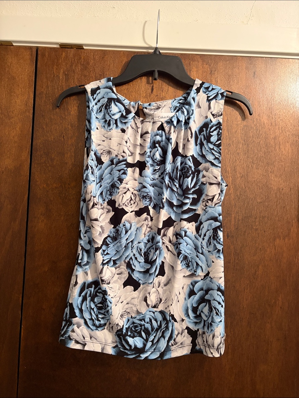 Calvin Klein Blue and White Floral Sleeveless Camisole